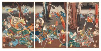 Utagawa Kuniyoshi (1797-1861), The Night Attack at the Obaka Inn (Obaka shuku yo-uchi no zu)