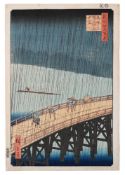 ‡ Utagawa Hiroshige (1797-1858), Sudden Shower over Shin-Ohashi Bridge and Atake