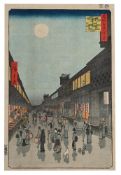 ‡ Utagawa Hiroshige (1797-1858), Night View of Saruwaka-machi (Saruwaka-machi yoru no kei) Edo perio