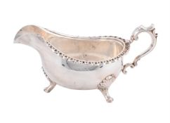 A VICTORIAN SILVER OVAL SAUCE BOAT