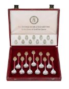 A SET OF ELEVEN COMMEMORATIVE SPOONS