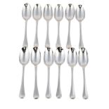 A SET OF TWELVE GEORGE I RAT TAILED PATTERN TABLE SPOONS
