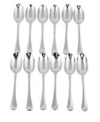 A SET OF TWELVE GEORGE I RAT TAILED PATTERN TABLE SPOONS