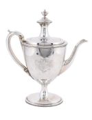 Y A GEORGE III SILVER URN SHAPED COFFEE POT