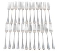 TWENTY FOUR GEORGE III SILVER HANOVERIAN PATTERN TABLE FORKS