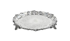 A WILLIAM IV SILVER SHAPED CIRCULAR SALVER