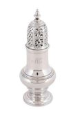 A GEORGE II SILVER BALUSTER CASTER