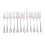 TWELVE GEORGE III SILVER HANOVERIAN PATTERN TABLE FORKS