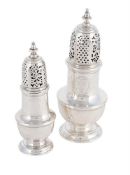 TWO GEORGE II SILVER SUGAR CASTERS