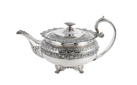 Y A GEORGE IV SILVER CIRCULAR TEAPOT