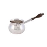 A GEORGE II COMPRESSED BALUSTER BRANDY SAUCEPAN