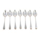 SEVEN GEORGE III SILVER OLD ENGLISH PATTERN TABLE SPOONS