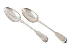 TWO VICTORIAN SILVER FIDDLE AND SHELL PATTERN TABLE FORKS