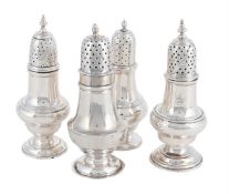 FOUR SILVER SUGAR CASTERS