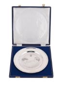 A CASED SILVER COMMEMORATIVE PLATE