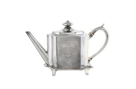 Y A GEORGE III SILVER TEAPOT AND STAND