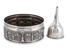 A GEORGE III SILVER WINE FUNNEL