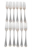 TWELVE GEORGE III SILVER HANOVERIAN PATTERN TABLE FORKS