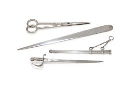 THREE SILVER DESK ITEMS