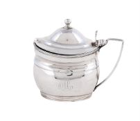 A GEORGE III SILVER OVAL MUSTARD
