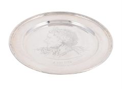 A CASED SILVER LIMITED EDITION COMMEMORATIVE PLATE