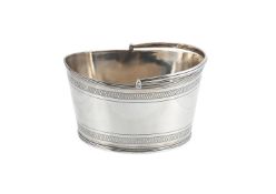 A GEORGE III SILVER OVAL SWING HANDLED SUGAR BOWL