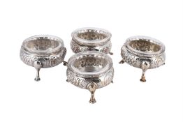 TWO PAIRS OF GEORGE III SALT CELLARS