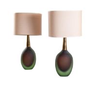 SEGUSO VETRI D'ARTE (ITALY), A PAIR OF LARGE MURANO TABLE LAMPS, SECOND HALF 20TH CENTURY