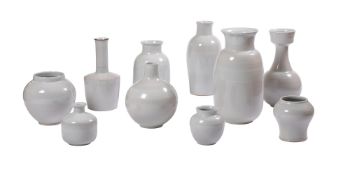 A GROUP OF TEN GLAZED VESSELS, IN CHINESE BLANC-DE-CHINE-STYLE, MODERN