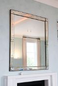 A CLEAR AND ETCHED GLASS WALL MIRROR, VENETIAN STYLE, LATE 20TH CENTURY