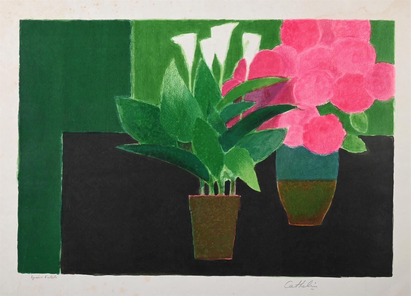 λ BERNARD CATHELIN (FRENCH 1919-2004), STILL LIFE WITH CALLE LILLIES & PEONIES - Image 2 of 3