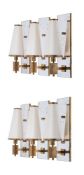 A SET OF SIX BRASS WALL LIGHTS, MODERN