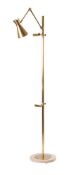 A FLOOR STANDING BRASS PICTURE EASEL LAMP, LATE 20TH CENTURY