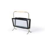 A BRASS MAGAZINE RACK OR PORTARIVISTE, ITALIAN, MID 20TH CENTURY