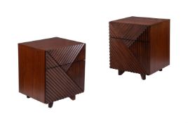 MANNER OF GIO PONTI (ITALIAN, 1891-1971), A PAIR OF HARDWOOD BEDSIDE TABLES, MODERN