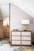 A PAIR OF WALNUT AND QUARTZ INSET CHESTS OF DRAWERS, MODERN