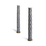 A PAIR OF BLACK AND WHITE PAINTED WOOD COLUMNS, ITALIAN, 18TH OR 19TH CENTURY