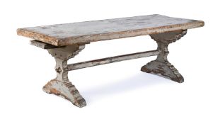 A PAINTED REFECTORY DINING TABLE, FRENCH, LATE 18TH OR EARLY 19TH CENTURY