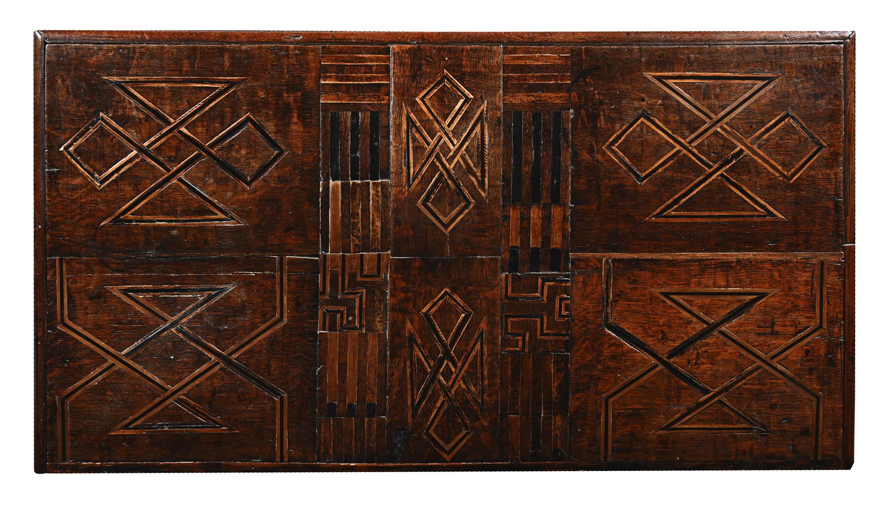 AN UNUSUAL GEORGE III OAK AND PARQUETRY CHEST OF DRAWERS, 18TH CENTURY - Image 3 of 3