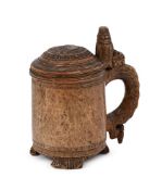A CHIP CARVED BURR-YEW TANKARD, NORWEGIAN, 19TH CENTURY