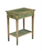A GREEN AND CREAM PAINTED SIDE TABLE IN FRENCH STYLE, 20TH CENTURY