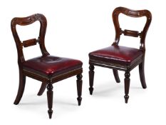 A PAIR OF GEORGE IV MAHOGANY AND STUDDED LEATHER SIDE CHAIRS BY GILLOWS, CIRCA 1825