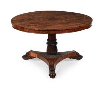 Y A GEORGE IV CARVED ROSEWOOD CENTRE TABLE, IN THE MANNER OF GILLOWS, CIRCA 1830