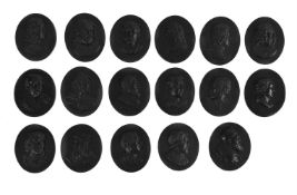 A SELECTION OF BLACK BASALT PLAQUES OF POETS, ARTISTS, WRITERS, SECOND HALF 18TH CENTURY