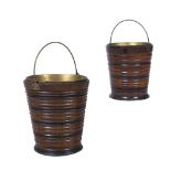 A MATCHED PAIR OF CHERRYWOOD AND BRASS TEA BUCKETS, 19TH CENTURY