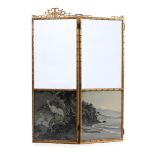 A GILTWOOD SIMULATED BAMBOO AND GLASS FOLDING TWO-PANEL SCREEN, SECOND HALF 19TH CENTURY