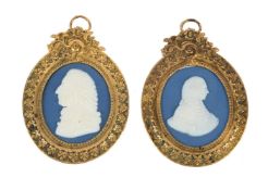 TWO WEDGWOOD & BENTLEY PALE-BLUE JASPER OVAL PORTRAIT PLAQUES, CIRCA 1769-80