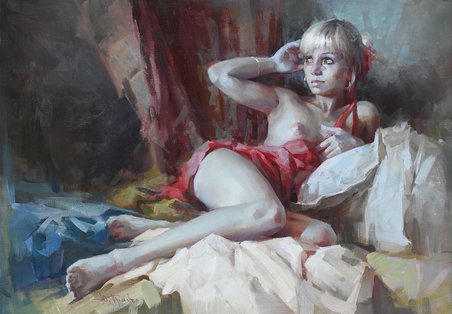 λ YURIY PRYDKO (UKRANIAN B. 1980), TANYA (RECLINING NUDE) - Image 2 of 3