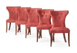 A SET OF TEN RED UPHOLSTERED DINING CHAIRS, BY WILLIAM YOEWARD, OF RECENT MANUFACTURE