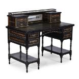 Y AN AESTHETIC MOVEMENT EBONISED AND PARCEL GILT DESK, BY GILLOW & CO, LATE 19TH CENTURY